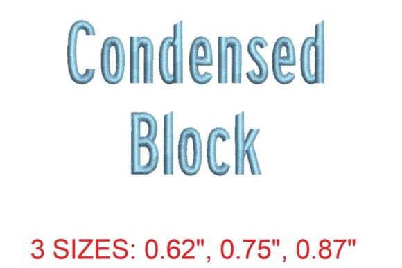 Condensed Block Embroidery Font for Boutique Sweatshirt Collections