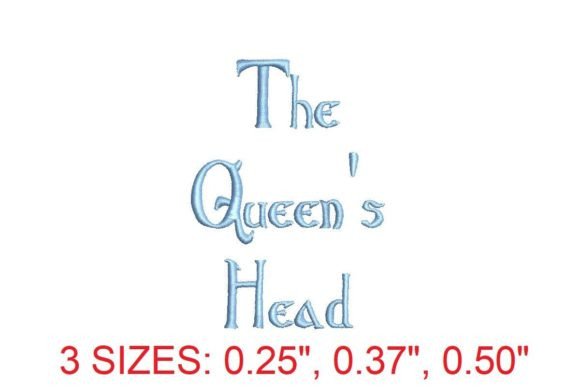 Elegant Queens Head Embroidery Font for Apparel